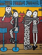 Au comptoir Painting by Dominique Lecomte