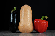 Aubergine, Pumpkin and Bell Pepper Photograph by Bernhard Schaffer