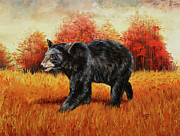 Autumn Black Bear Painting by Crista Forest