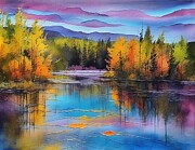 Autumn on the Water Digital Art by Eris And AI Autumn on the Water Digital Art by Eris And AI