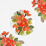Autumn Orange Azalea with Flourish Mixed Media by Elizabeth Reich