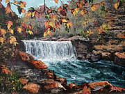 Autumn Waterfall Painting by Zan Savage