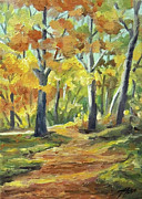 Autumn Woodland Path Painting by Nancy Griswold