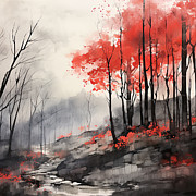 Autumnal Break - Black and Red art Photograph by Lourry Legarde Autumnal Break - Black and Red art Photograph by Lourry Legarde