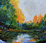 Autumnal quiet waters Painting by Pol Ledent