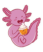 Axolotl Coffee Lover Pumpkin Spice Latte Axolotl Owner Digital Art by Toms Tee Store
