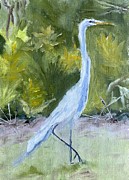 Backyard Visitor Egret Painting by Lisa Burlinson