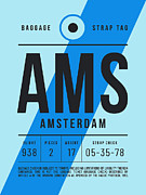 Baggage Tag E - AMS Amsterdam Netherlands Digital Art by Organic Synthesis
