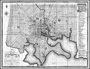 Baltimore Maryland Vintage City Map 1822 Black and White  Drawing by Carol Japp