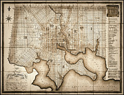 Baltimore Maryland Vintage City Map 1822 Sepia  Drawing by Carol Japp