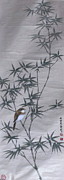 Bamboo and  bird Painting by HuiZhen Zhang