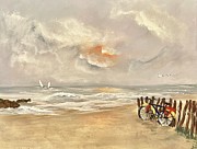 Beach Bike Painting by Miroslaw Chelchowski Beach Bike Painting by Miroslaw Chelchowski