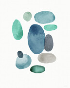 Beach Stones 3- Art by Linda Woods Mixed Media by Linda Woods