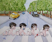 Beatles Abbey Road .... Babies Painting by Kelly Mills