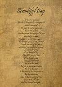 Beautiful Day by U2 Vintage Song Lyrics on Parchment Mixed Media by Design Turnpike