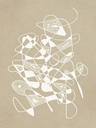 Beige White Abstract Ink nr 1 Mixed Media by Aga and Artur Szafranscy