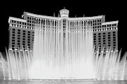 Bellagio Fountains Perfect Symmetry Black and White Photograph by Aloha Art