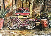 Bicycle At The Flower Shop Painting by Larry Whitler