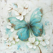 Big Turquoise Butterfly Painting by Tina LeCour Big Turquoise Butterfly Painting by Tina LeCour