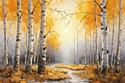 Birch Forest Enchantment Painting by Lourry Legarde Birch Forest Enchantment Painting by Lourry Legarde