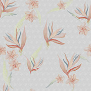 Bird of Paradise with Plumeria Blossoms Floral Print Digital Art by Sand And Chi