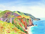 Bixby Bridge 2 Big Sur California Coast Painting by Carlin Blahnik CarlinArtWatercolor