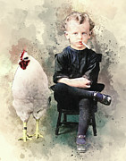 Bizarre Strange Weird Boy Smoking Cigarette with Giant Chicken Mixed Media by Pheasant Run Gallery Bizarre Strange Weird Boy Smoking Cigarette with Giant Chicken Mixed Media by Pheasant Run Gallery