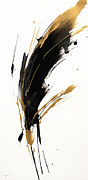 Black and Gold Feather Art Painting by Lourry Legarde Black and Gold Feather Art Painting by Lourry Legarde
