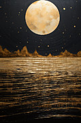 Black and Gold Ocean Painting Painting by Lourry Legarde