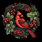 Black and Red Christmas Wreath Painting by Lourry Legarde Black and Red Christmas Wreath Painting by Lourry Legarde