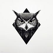 Black and White Owls Painting by Lourry Legarde Black and White Owls Painting by Lourry Legarde