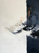 Black and White Strokes with a Touch of Orange Painting by Lourry Legarde
