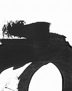 Black Brushstroke 4 Vertical- Art by Linda Woods Mixed Media by Linda Woods