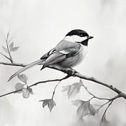 Black Capped Chickadee Art Painting by Lourry Legarde