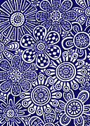 Blackwork Floral Tapestry 3 Blue Painting by Amy E Fraser Blackwork Floral Tapestry 3 Blue Painting by Amy E Fraser