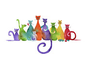Blended Family of Nine Lives Painting by Amy Kirkpatrick