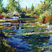 Blooming Lily Pond Painting by David Lloyd Glover