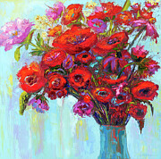 Blooms of the Heart Palette Knife Oil Painting Painting by Patricia Awapara