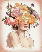 Blossom Vision, A Whimsical Gaze Through Colorful Blooms Painting by Mounir Khalfouf