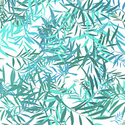 Blue and Teal Willow Leaves Digital Art by Bamalam Art