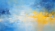 Blue and Yellow Abstract Paintings Painting by Lourry Legarde