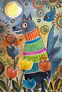 Blue Dog watercolor painting Painting by Johanna Virtanen