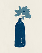 Blue Flower Blue Vase 1- Art by Linda Woods Mixed Media by Linda Woods