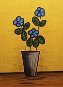 Blue Flower Still Life Painting Mixed Media by Donna Mibus