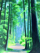 Blue Forest Painting by Caroline Swan