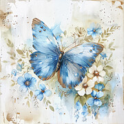 Blue Indigo Butterfly Painting by Tina LeCour Blue Indigo Butterfly Painting by Tina LeCour