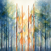 Blue Mesmerized - Line Art Painting by Lourry Legarde