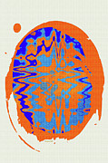 Blue Orange Abstract Art Mixed Media by Christina Rollo Blue Orange Abstract Art Mixed Media by Christina Rollo