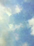 Blue Sky with Clouds Watercolor Mixed Media by Shelli Fitzpatrick
