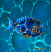Blue Surgeonfish Painting by Daniel Jean-Baptiste